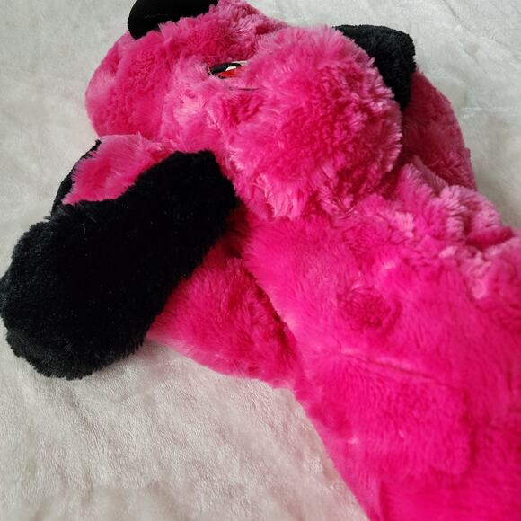 Dan Dee Jumbo Dog Plush 26" Hot Pink Fur Sewn Sad Tired Eyes Floppy Lays Flat - Picture 4 of 10